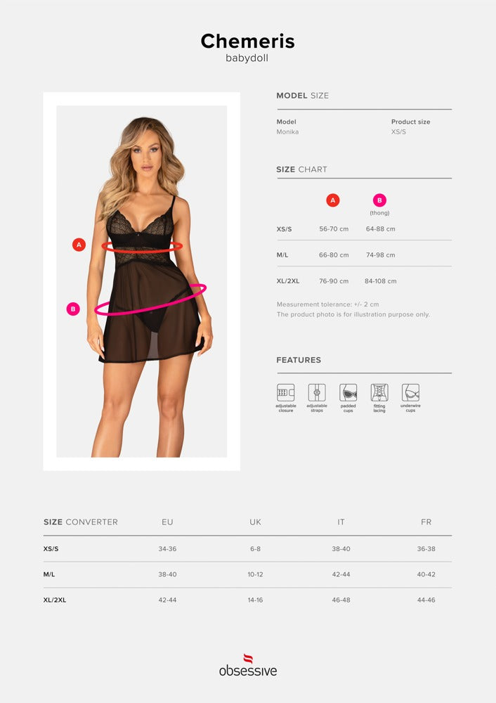 OBSESSIVE kurzes Babydoll mit Bügel-Cups