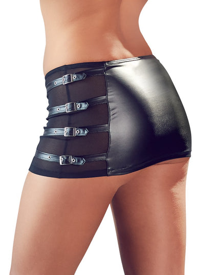 Cottelli Minirock im Wetlook mit Schnallen