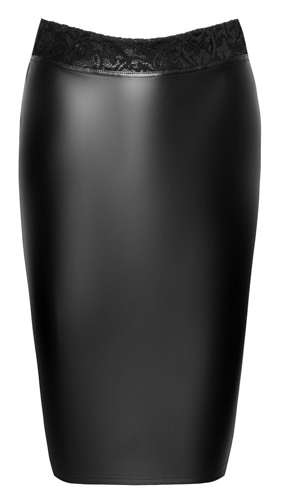 NOIR Wetlook-Bleistiftrock mit Spitze