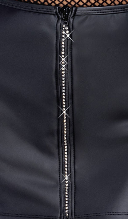 Cottelli Minirock im Mattlook mit Strass-Zip