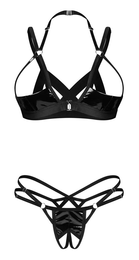 OBSESSIVE Ouvert-Hebe-BH-Set im Lackglanz