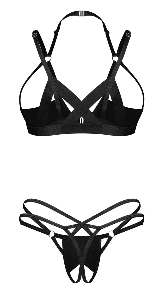 OBSESSIVE Ouvert-Hebe-BH-Set im Lackglanz