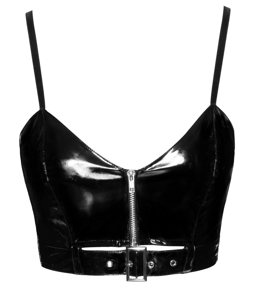 BLACK LEVEL bauchfreies Lack-Top mit Zip