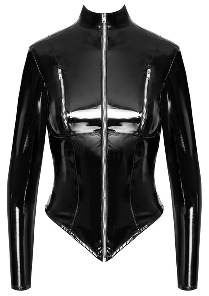 BLACK LEVEL Lack-Jacke mit Zip-Details
