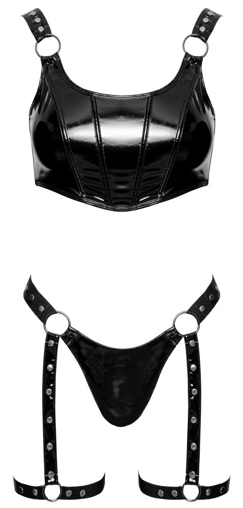 BLACK LEVEL Lack-Set, Bustier-Top & Straps-Riostring