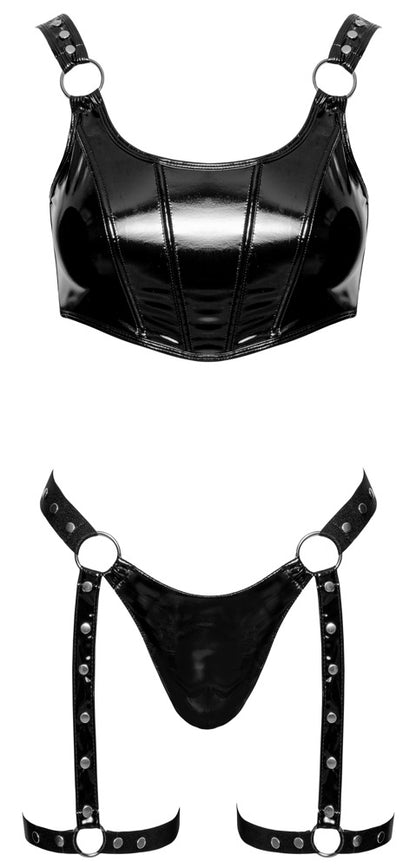 BLACK LEVEL Lack-Set, Bustier-Top & Straps-Riostring