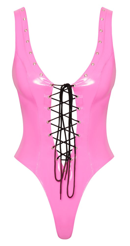 BLACK LEVEL Lack-Body in Pink mit Schnürung