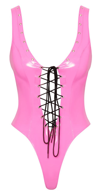 BLACK LEVEL Lack-Body in Pink mit Schnürung