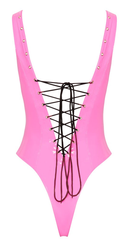 BLACK LEVEL Lack-Body in Pink mit Schnürung