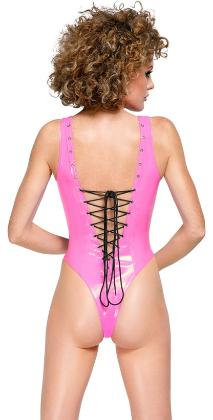 BLACK LEVEL Lack-Body in Pink mit Schnürung