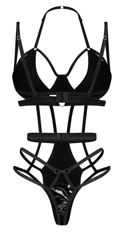 OBSESSIVE Stringbody in Riemen-Optik mit Lack