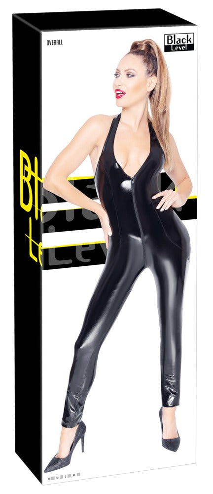 BLACK LEVEL Lack-Overall mit Satin-Neckholder