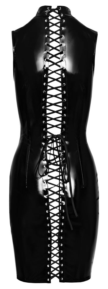 BLACK LEVEL Lack-Minikleid mit Rückenschnürung
