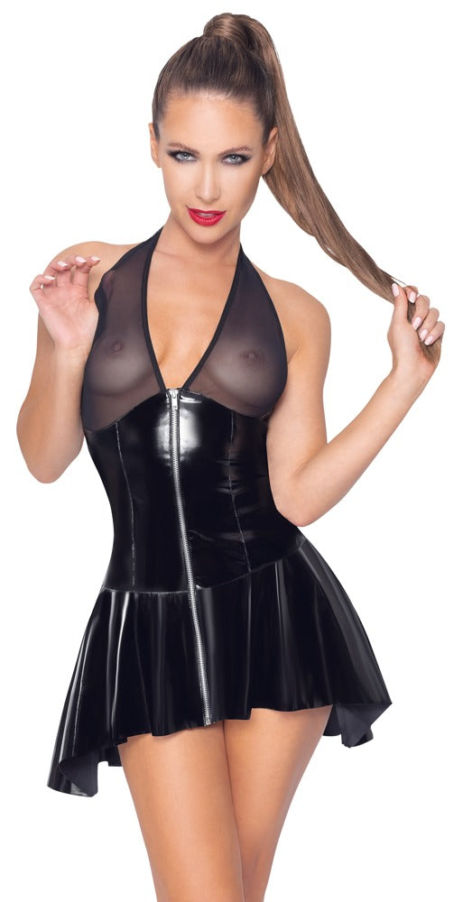 BLACK LEVEL Lack-Kleid mit Powernet-Cups