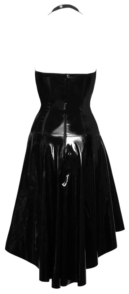 BLACK LEVEL Lack-Neckholder-Kleid mit V-Schnürung