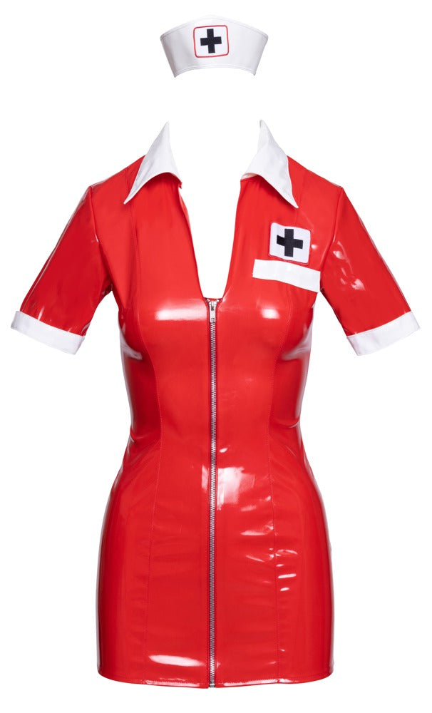 BLACK LEVEL Lack-Kleid im Krankenschwester-Look