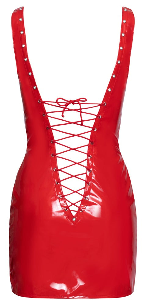 BLACK LEVEL Lack-Minikleid in Rot mit Schnürung