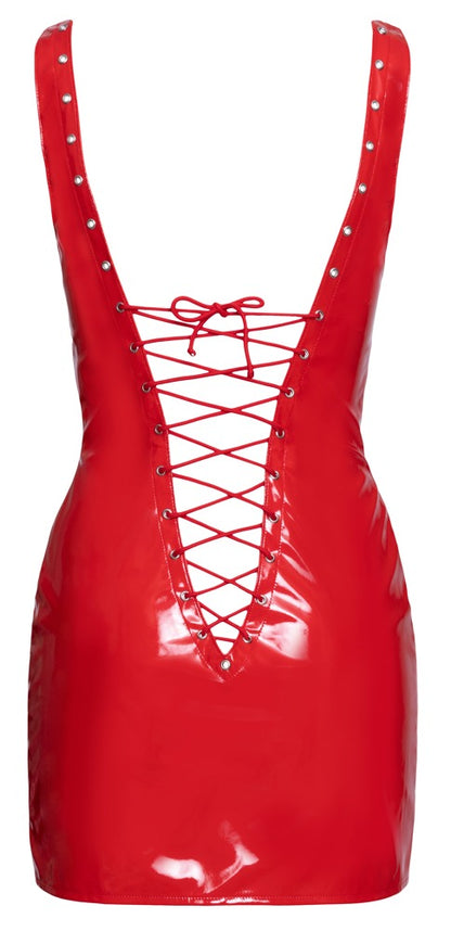 BLACK LEVEL Lack-Minikleid in Rot mit Schnürung