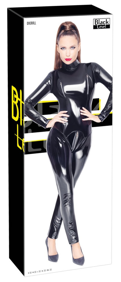 BLACK LEVEL Lack-Overall mit Zip-Details