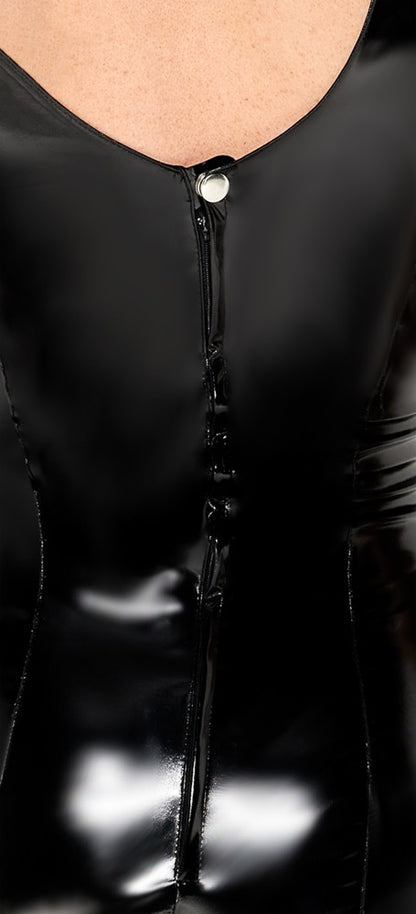 BLACK LEVEL Lack-Kleid mit Schnallenriemen