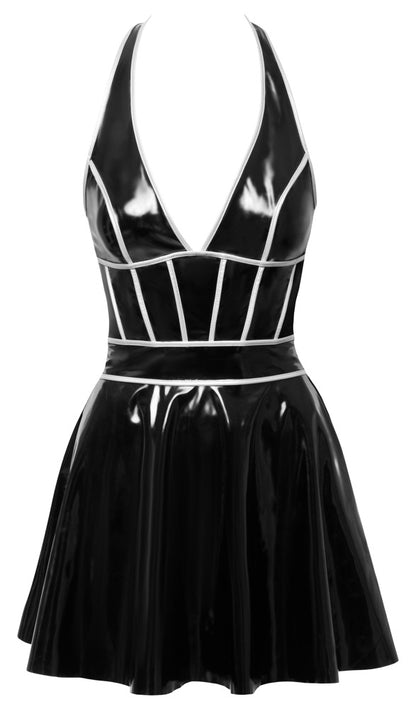 BLACK LEVEL Lack-Neckholder-Kleid mit Ziernähten