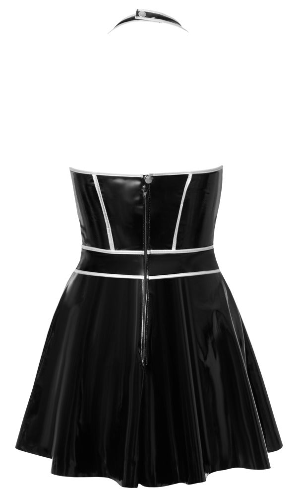 BLACK LEVEL Lack-Neckholder-Kleid mit Ziernähten
