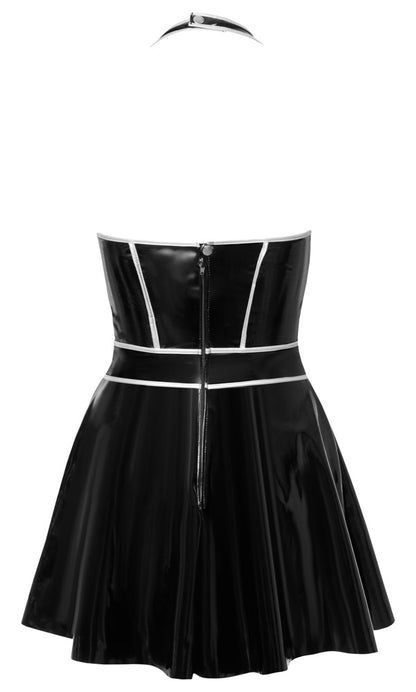 BLACK LEVEL Lack-Neckholder-Kleid mit Ziernähten