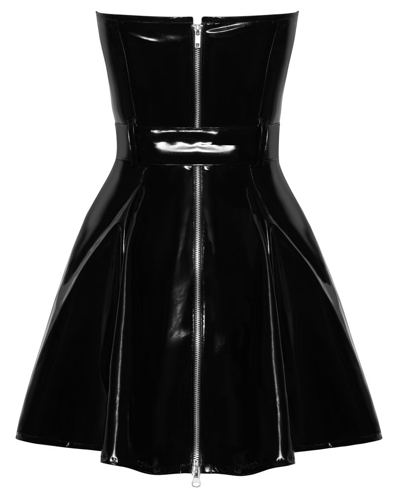 BLACK LEVEL Lack-Minikleid mit Gürtel