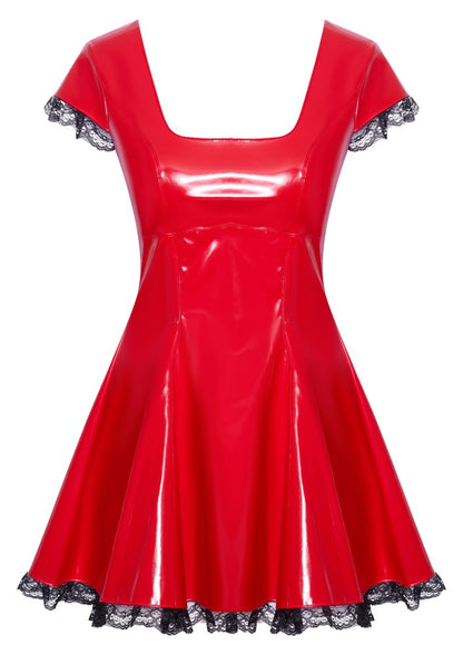 BLACK LEVEL Lack-Minikleid in Rot mit Spitzenrüschen