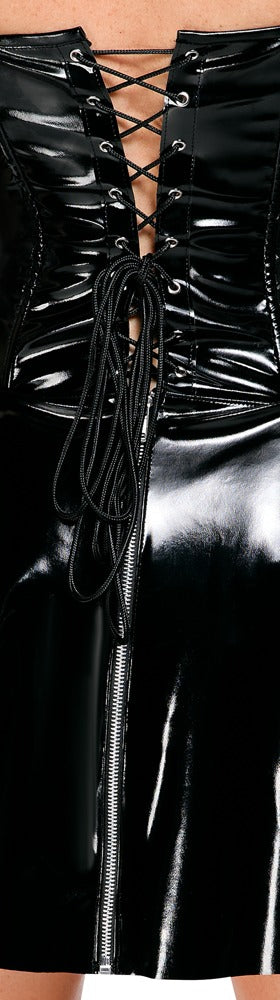 BLACK LEVEL Lack-Corsagenkleid mit Haken