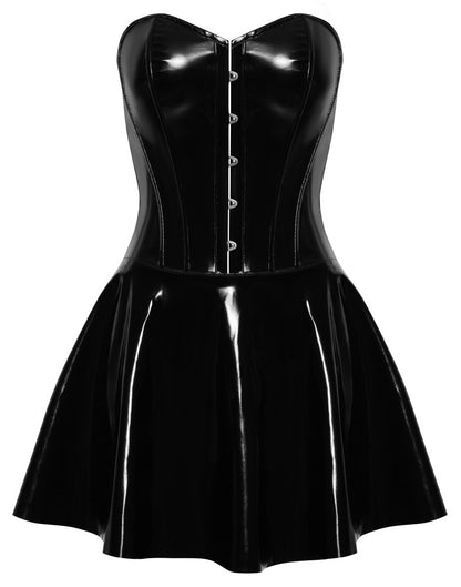BLACK LEVEL Lack-Corsagenkleid mit Haken