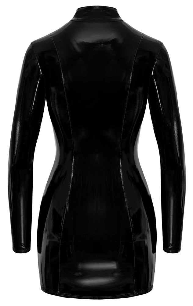 BLACK LEVEL Lack-Langarmkleid, hochgeschlossen