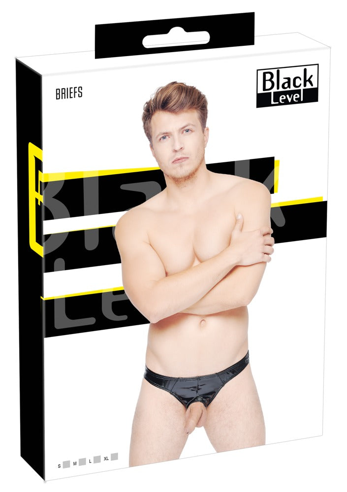 BLACK LEVEL Lack-Herren-Slip mit Showmaster-Öffnung
