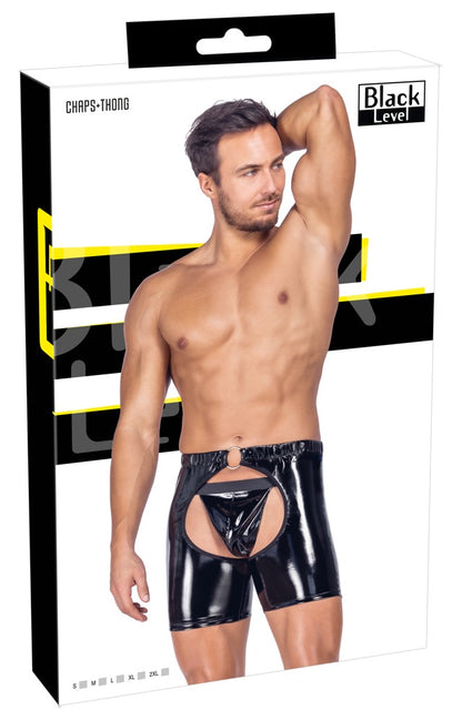 BLACK LEVEL Lack-Herren-Chaps mit String