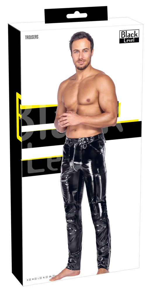 BLACK LEVEL Lack-Herren-Hose im Skinny-Style