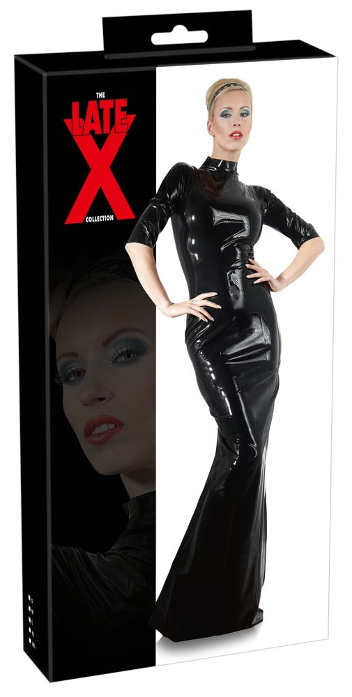 LATE X Latex-Kleid mit Stehkragen