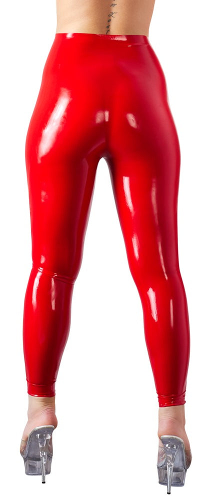 LATE X Latex-Leggings in Rot, taillenhoch