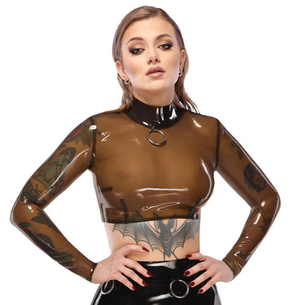 LATE X transparentes Latex-Langarm-Shirt