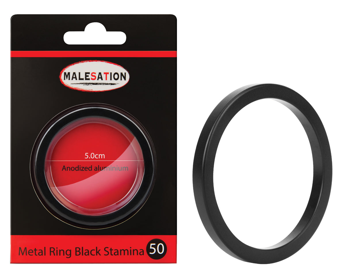 MALESATION Metal Ring Black Stamina 40