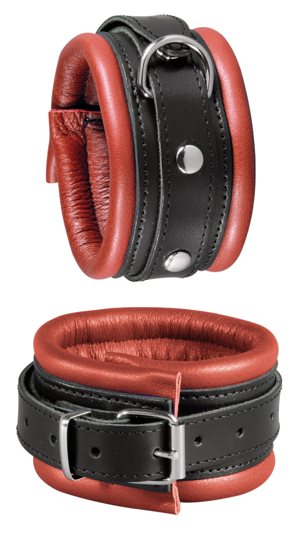 XX-DREAMSTOYS Leder-Fußfessel rot/schw.