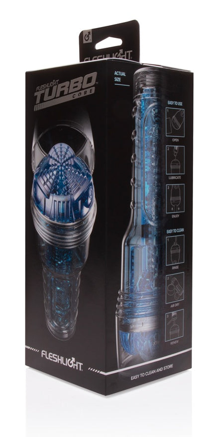 Fleshlight Turbo Core Blowjob-Masturbator, transparent-blau