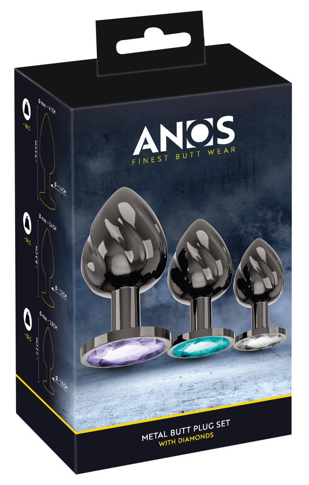 ANOS Metal Butt Plug Set Diamond