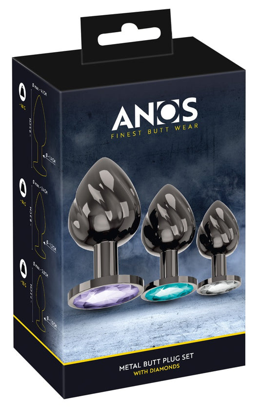 ANOS Metal Butt Plug Set Diamond