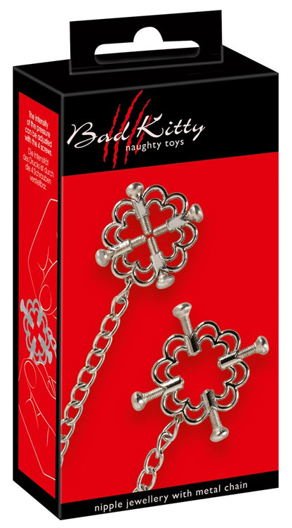 Bad Kitty Nippelklemmen mit Kette aus Edelstahl