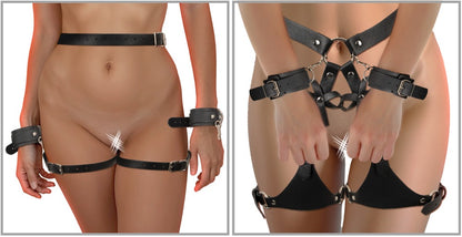 Bad Kitty Hüft-Harness mit Handfesseln aus Lederimitat