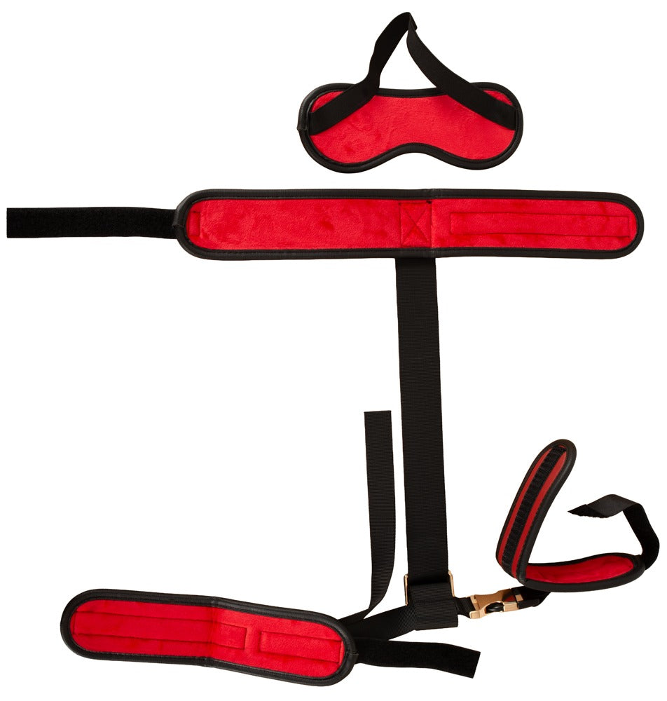 Bad Kitty Neck-to-Wrist-Bondage mit Augenmaske, rot/schwarz