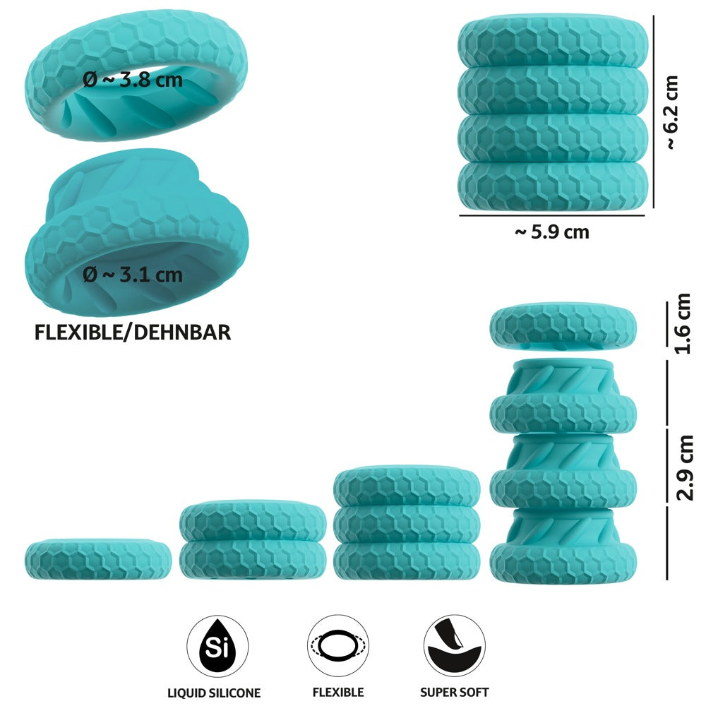 You2Toys 3in1 Cock & Ball Ring Set 4 dehnbare Silikonringe