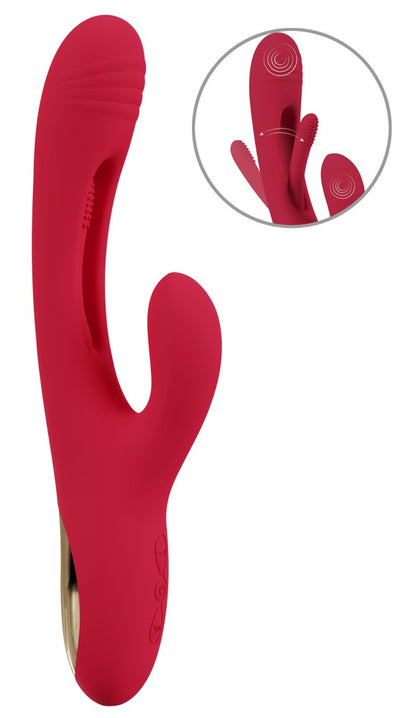 Sweet Smile Rabbit Vibrator with G-Spot Stimulation und Flicking-Tongue, rot
