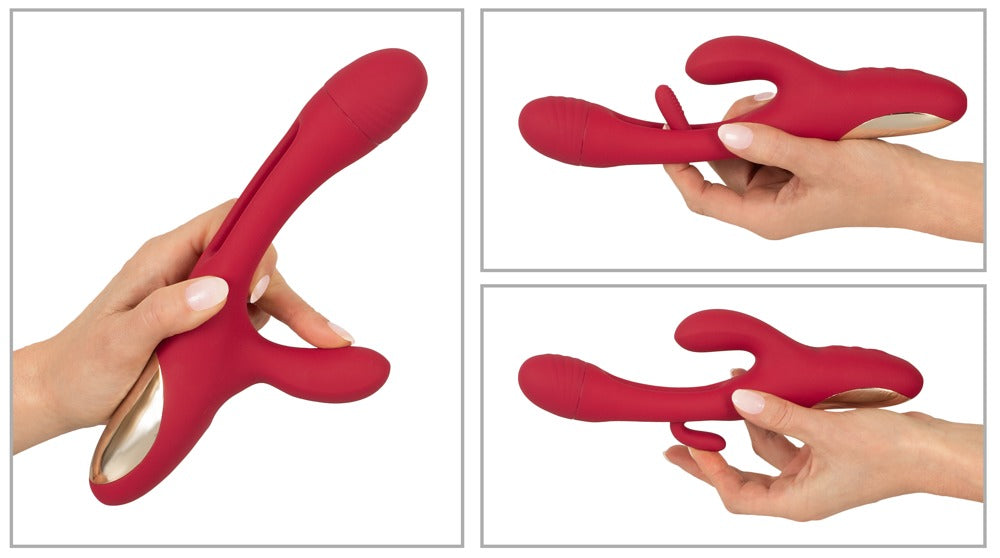 Sweet Smile Rabbit Vibrator with G-Spot Stimulation und Flicking-Tongue, rot