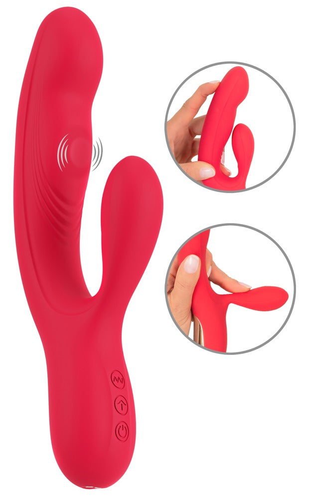 Sweet Smile Thumping Rabbit Vibrator mit pochendem Schaft, rot